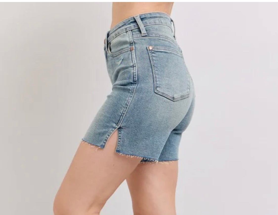 Judy Blue - Vintage Wash Side Slit Shorts
