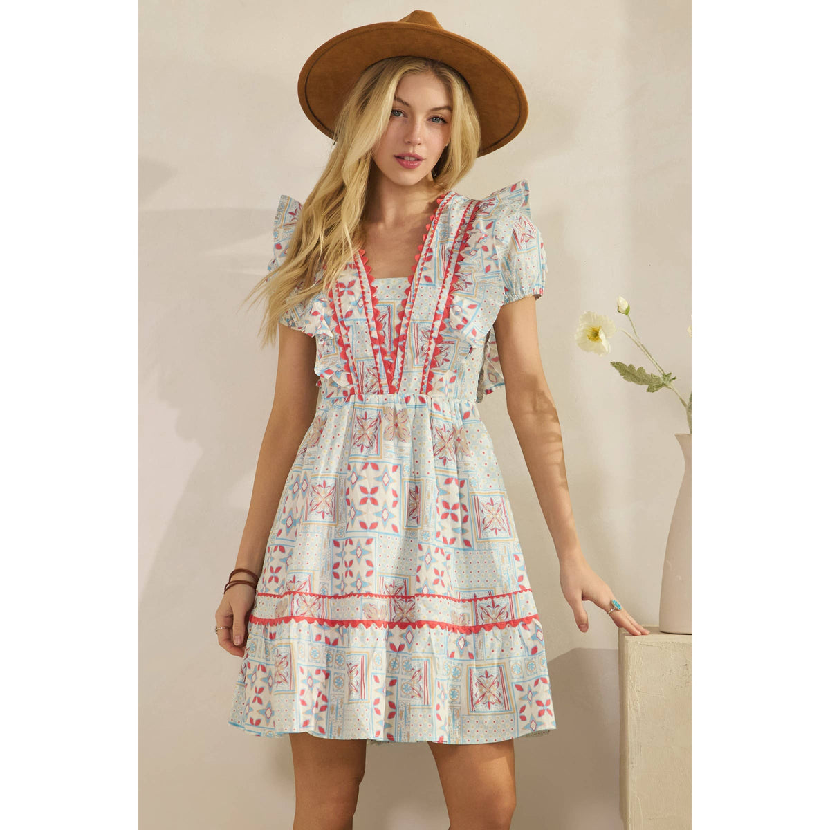 CANYON RUFFLE MINI DRESSFINAL SALE