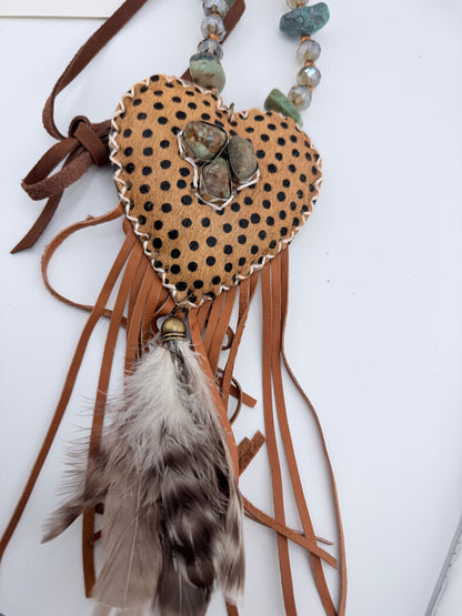 Leopard Heart Turquoise Necklace