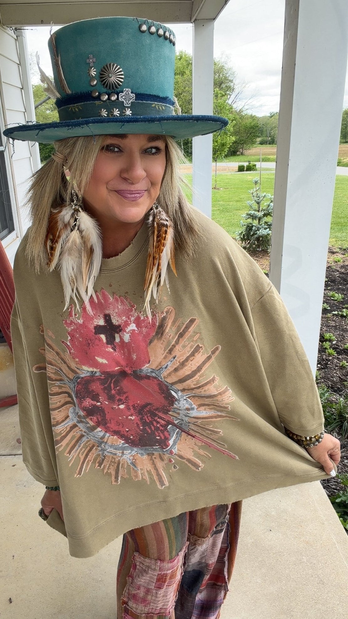 Dance with the Moon Sweatshirt - Olive Sacred Heart