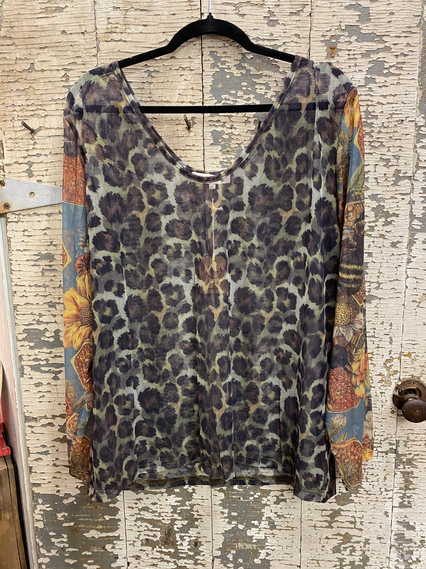 Leopard Mesh Top