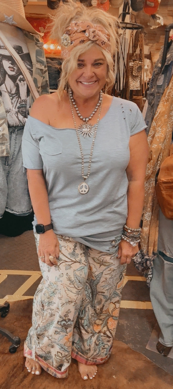 Reversible Plaid Botanical Pants