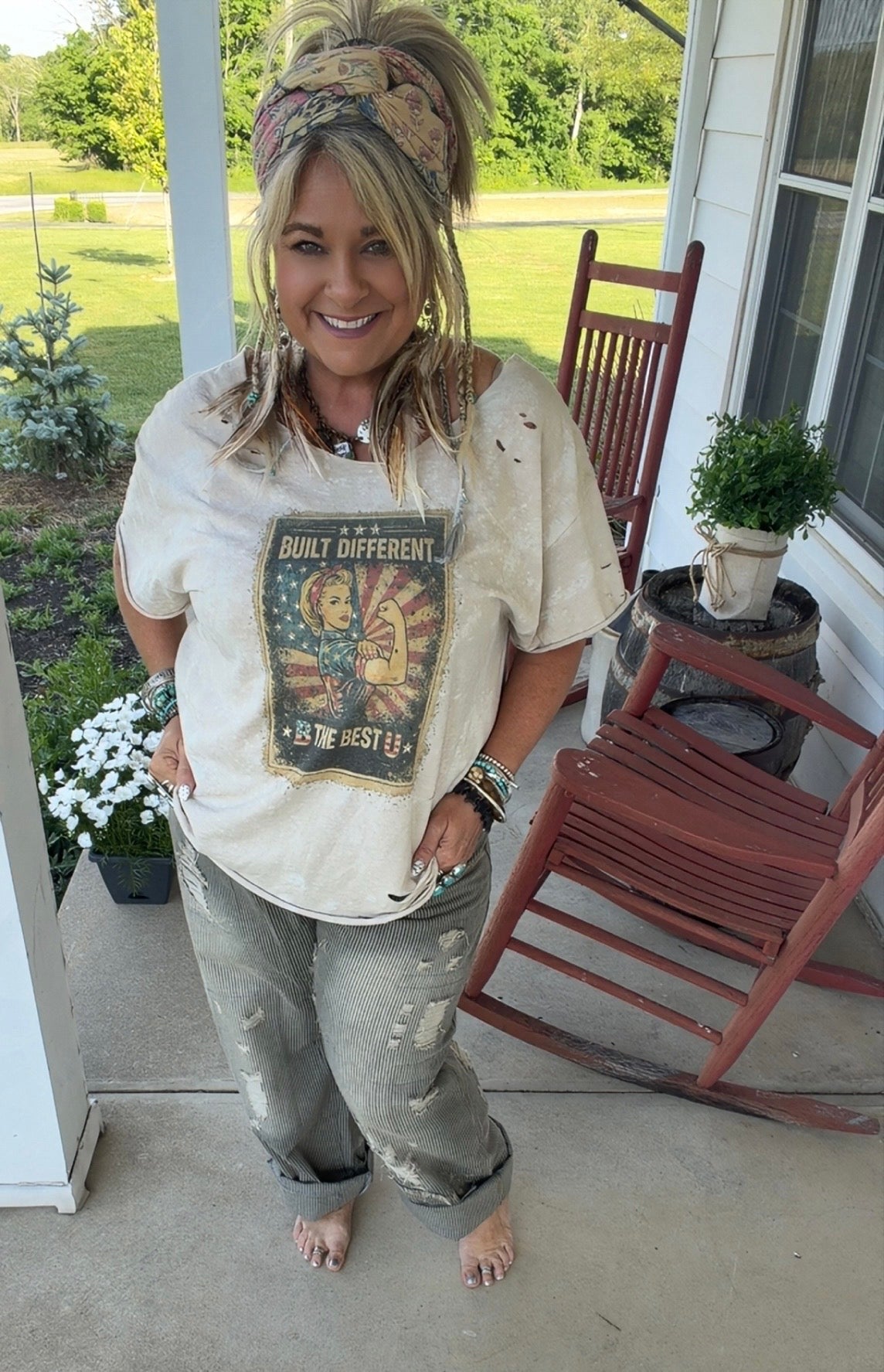 Peace and Love Jeans - Black Railroad stripe