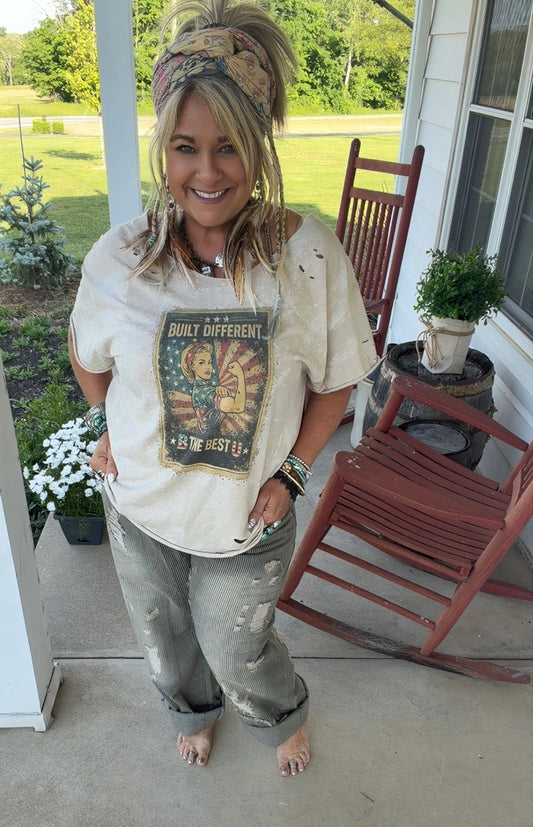 Peace and Love Jeans - Black Railroad stripe
