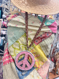 Leather and Ceramic  Peace Necklace(PINK) final sale