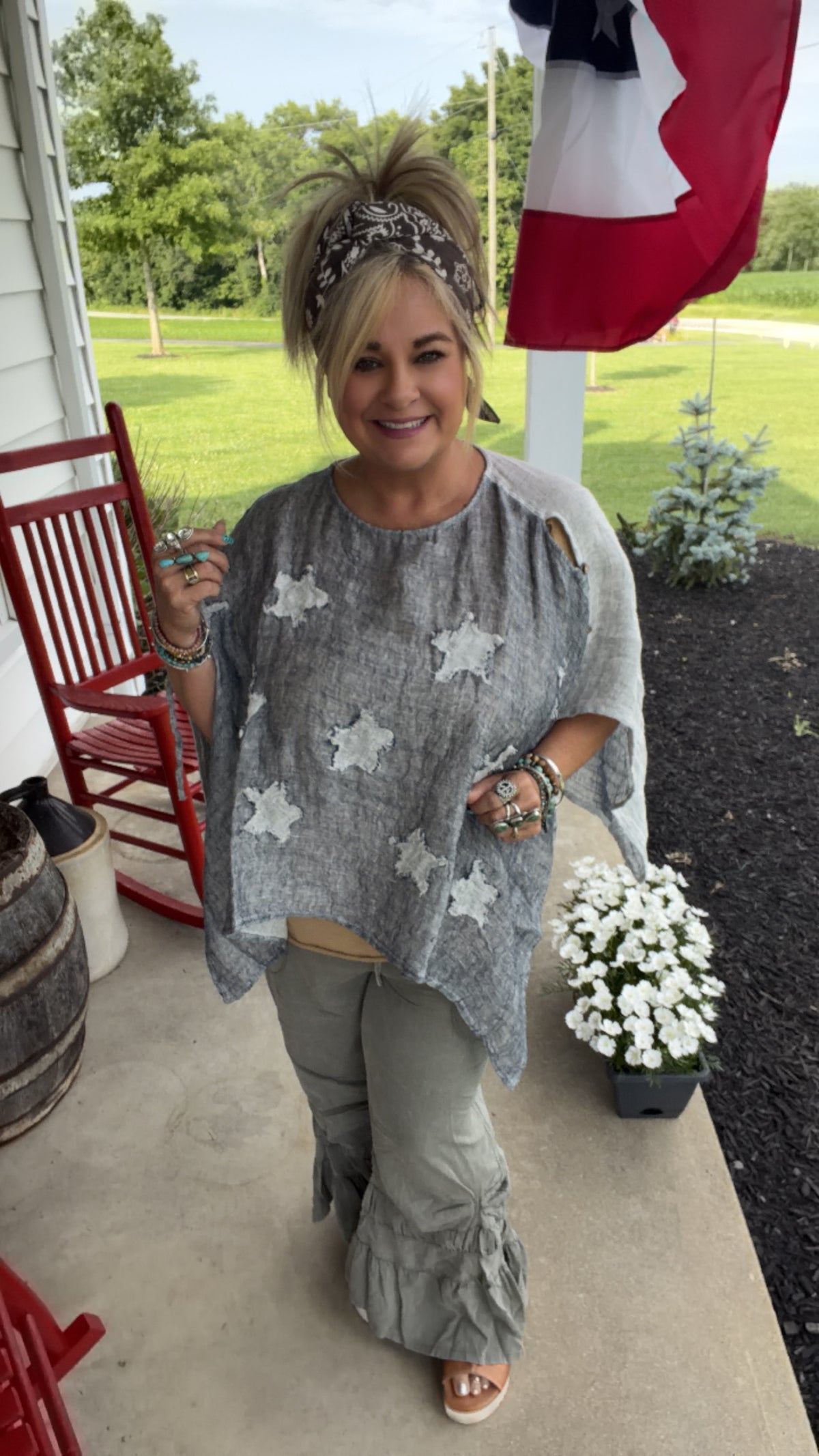 Oversized  Linen Star Top