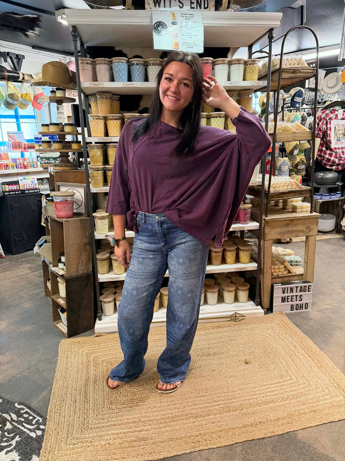 MID Rise Straight with Medallion Print Jeans