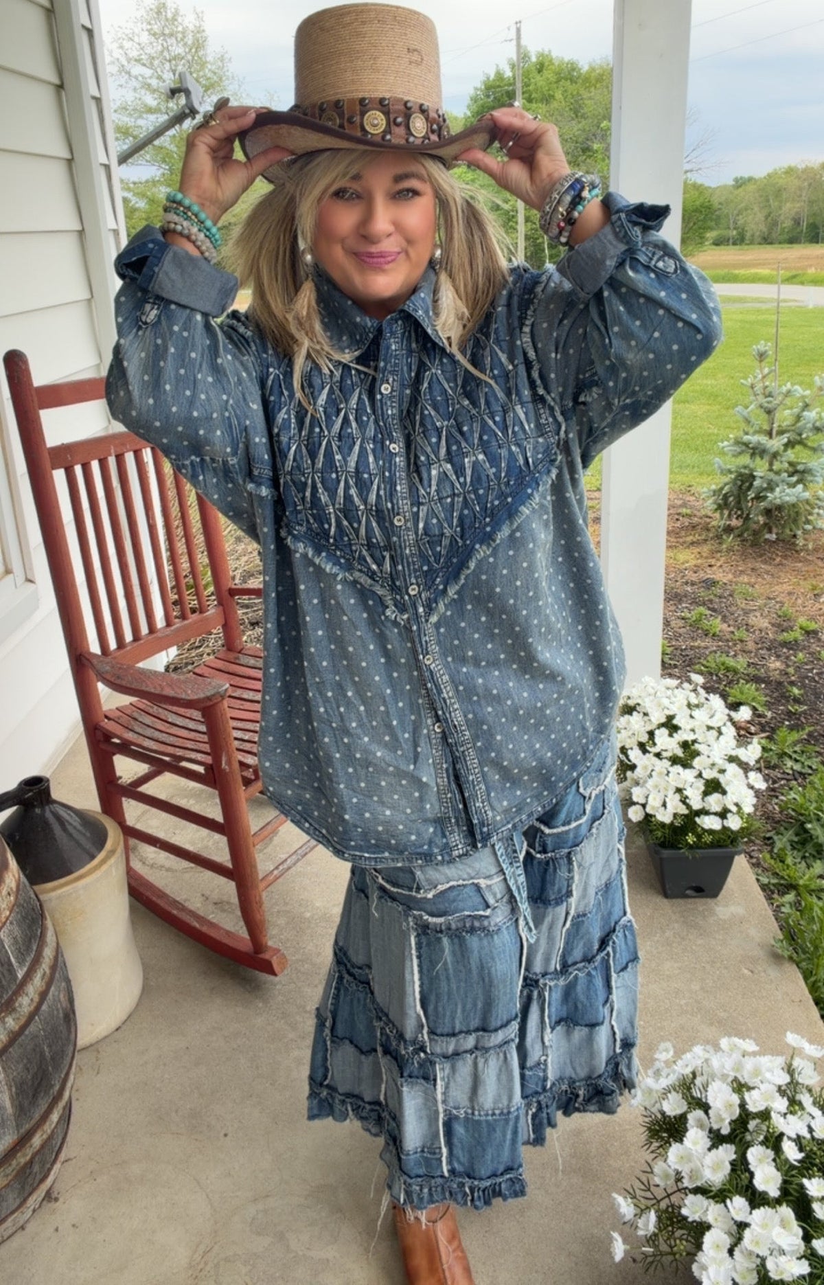 Denim Polka Dot Shirt