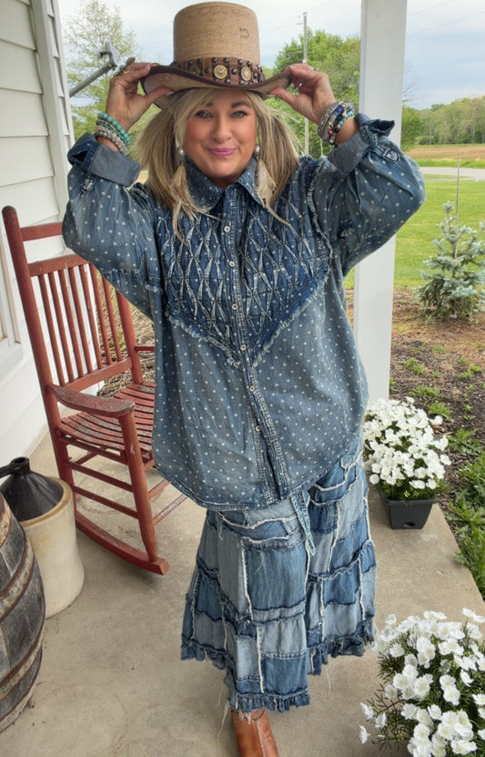 Denim Polka Dot Shirt