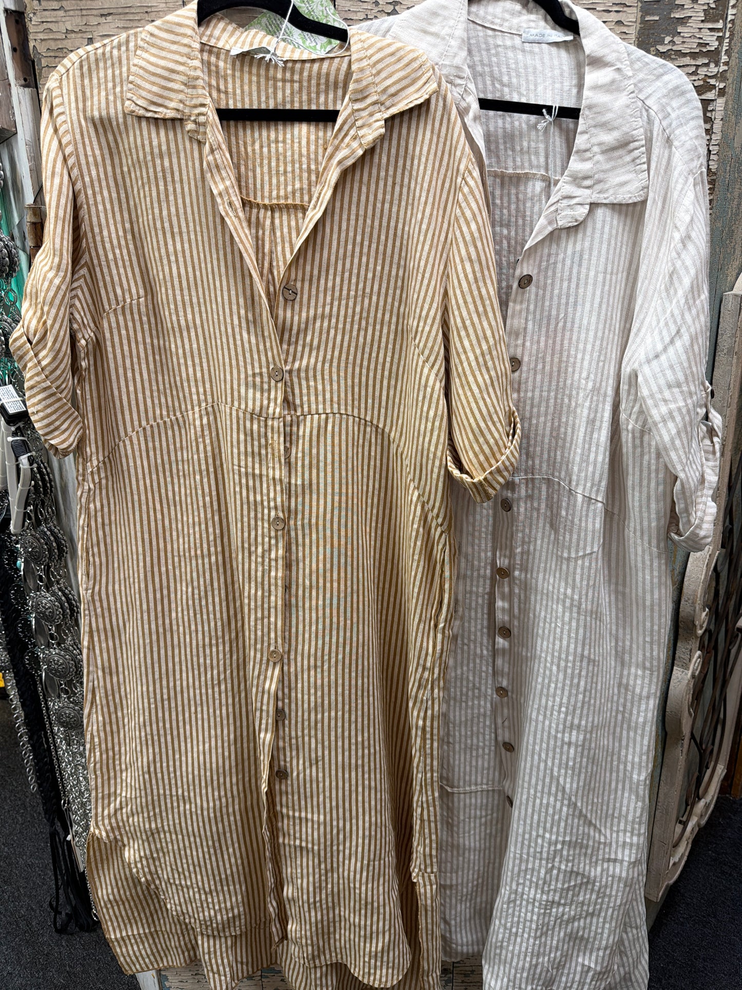 Striped Button up Dress