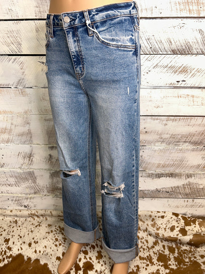 High Rise Cuff Jeans