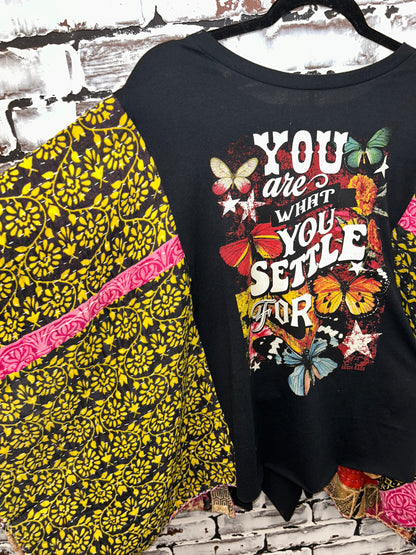 You are what you settle for Kantha Poncho Tee