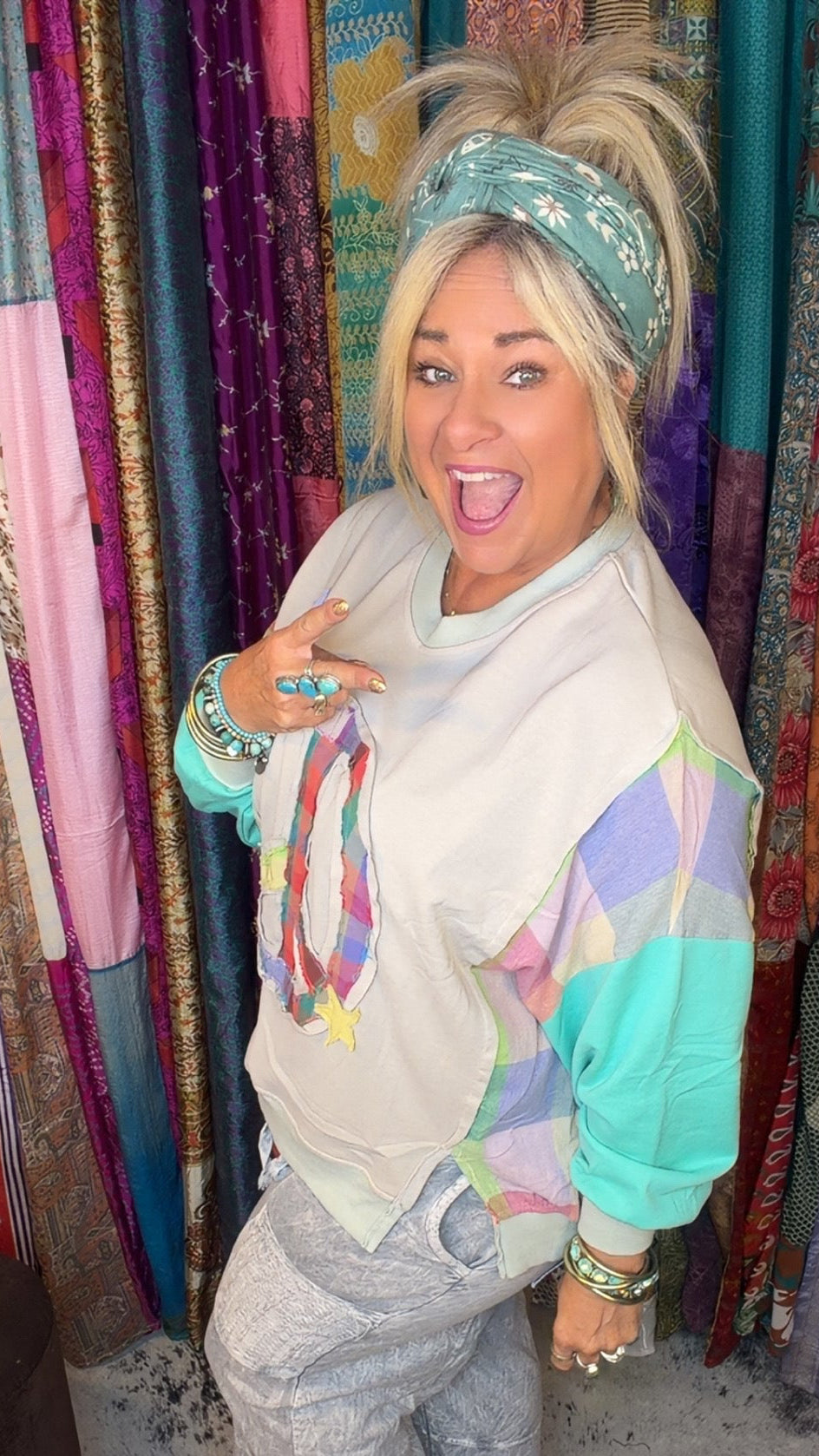 Peace and Plaid Sweatshirt