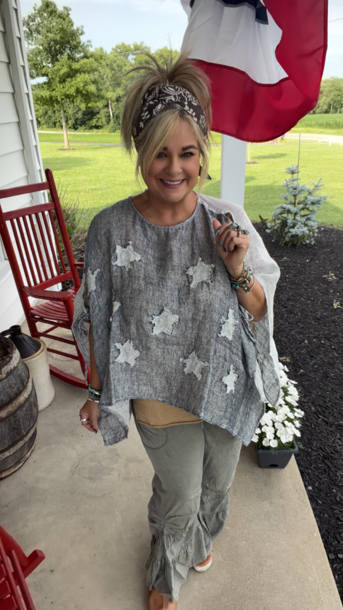 Oversized  Linen Star Top