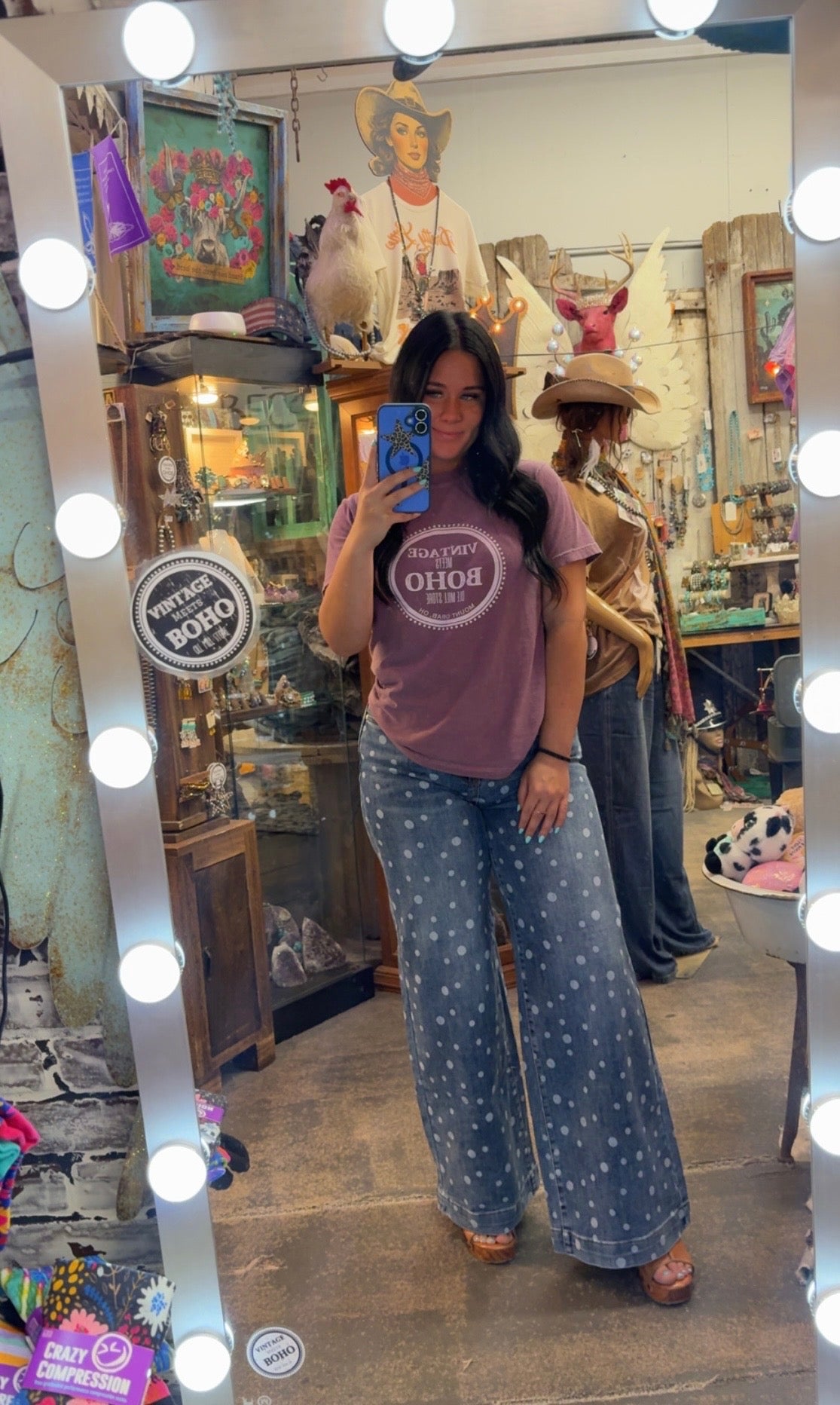 Dot Jeans - High Rise Wide Leg