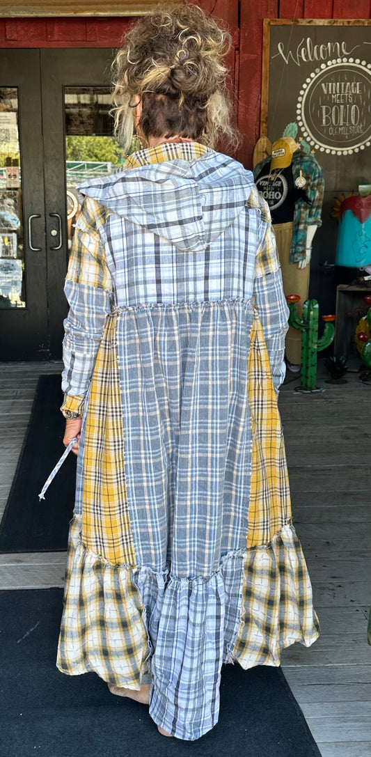 Washed Plaid Duster