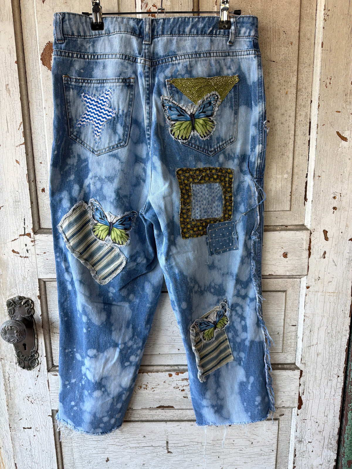Blue Butterfly Patchwork Denim