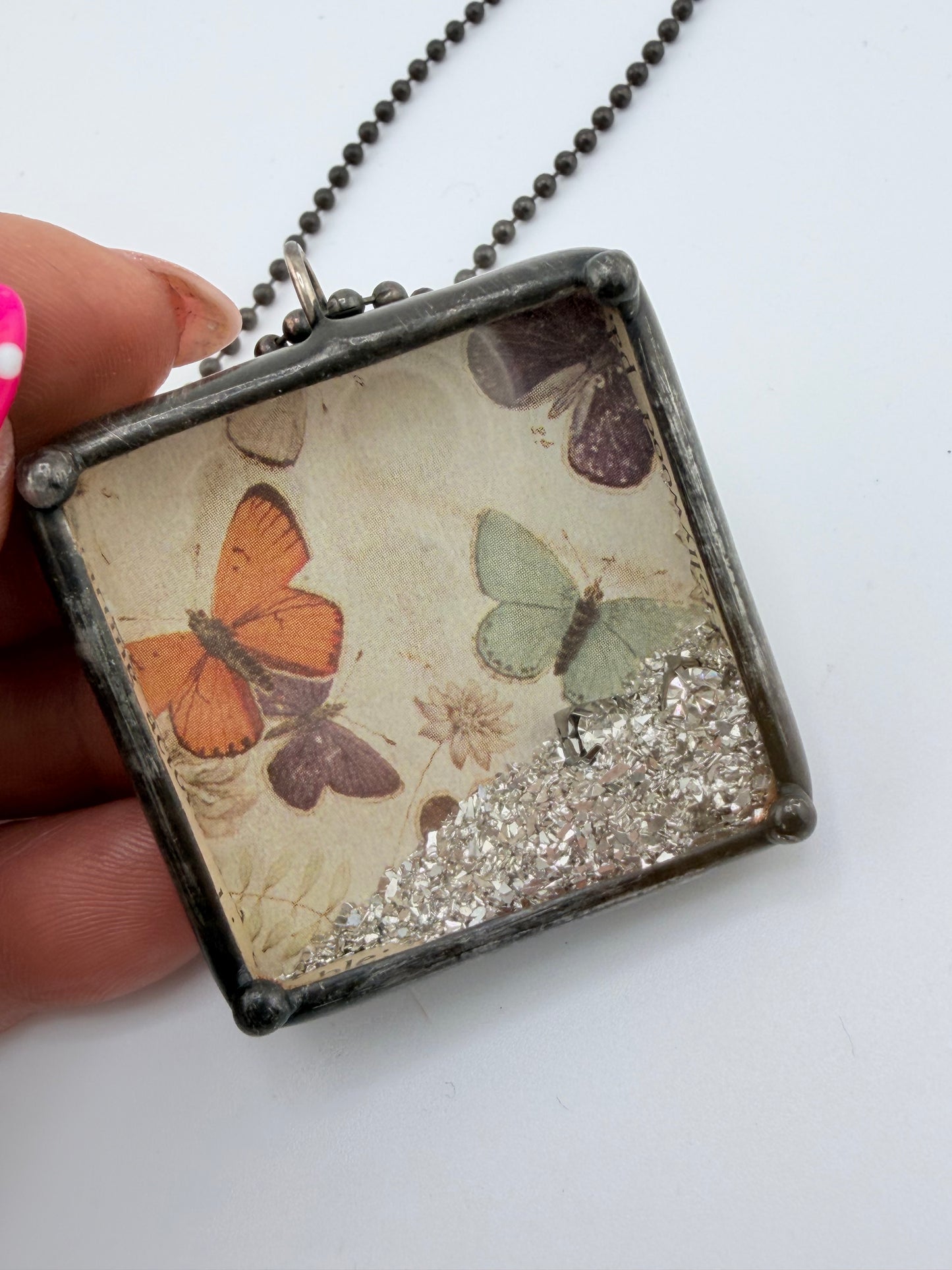 German Glitter Glass Necklace