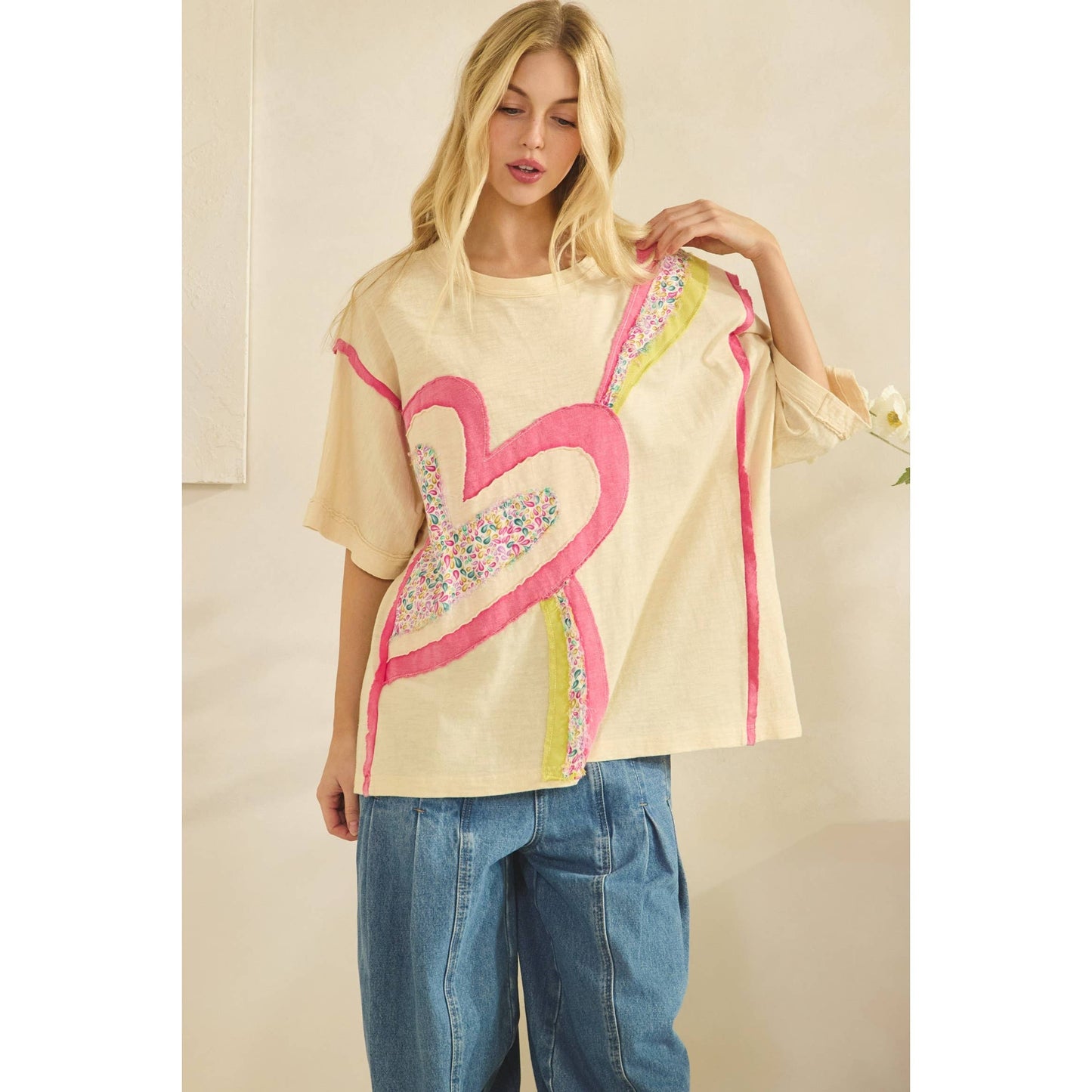 HEART POP PATCHWORK TEE