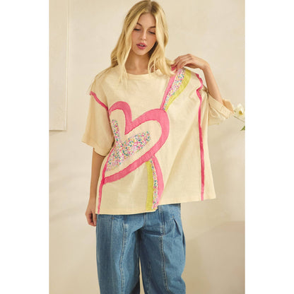 HEART POP PATCHWORK TEE
