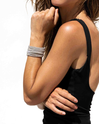 Multi Strand Cuff Bracelet - Crystal