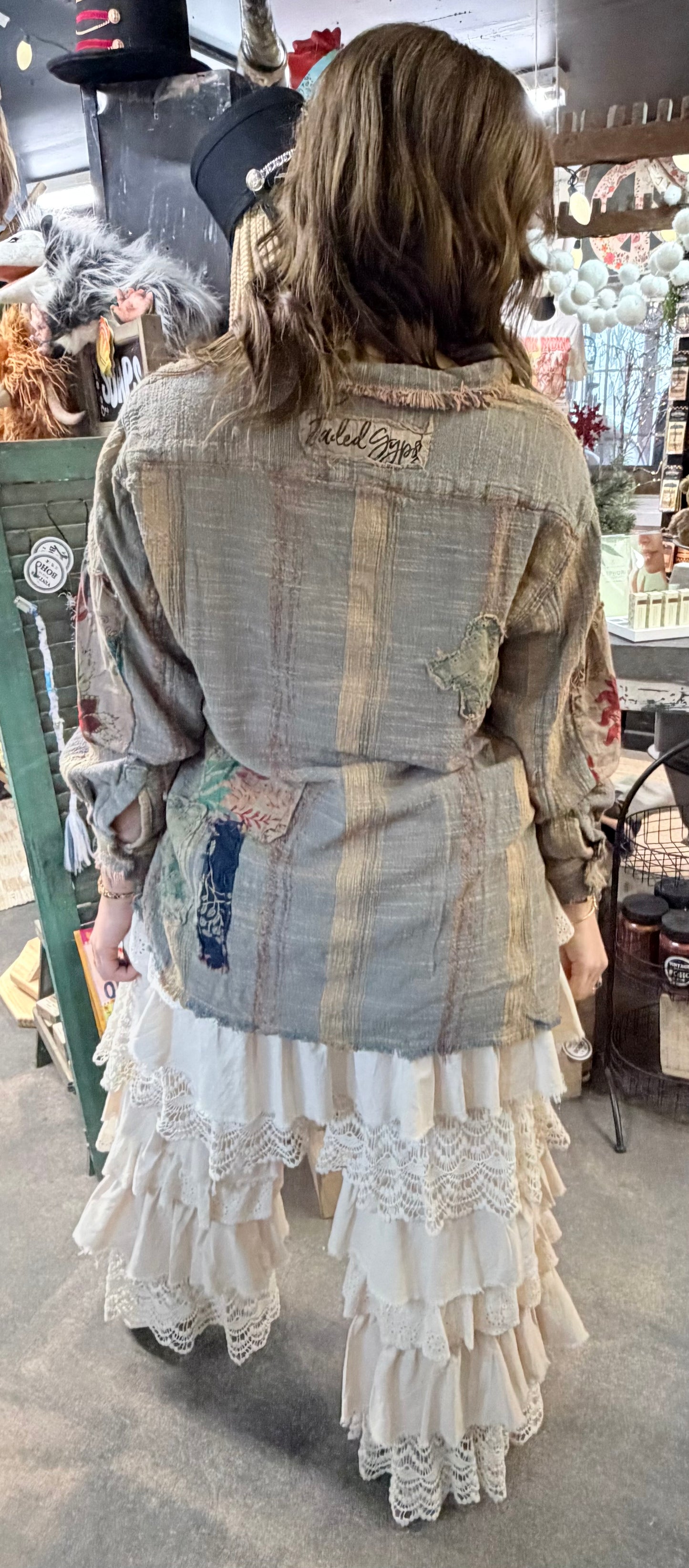 LACE MIX TIERED RUFFLE PANTS