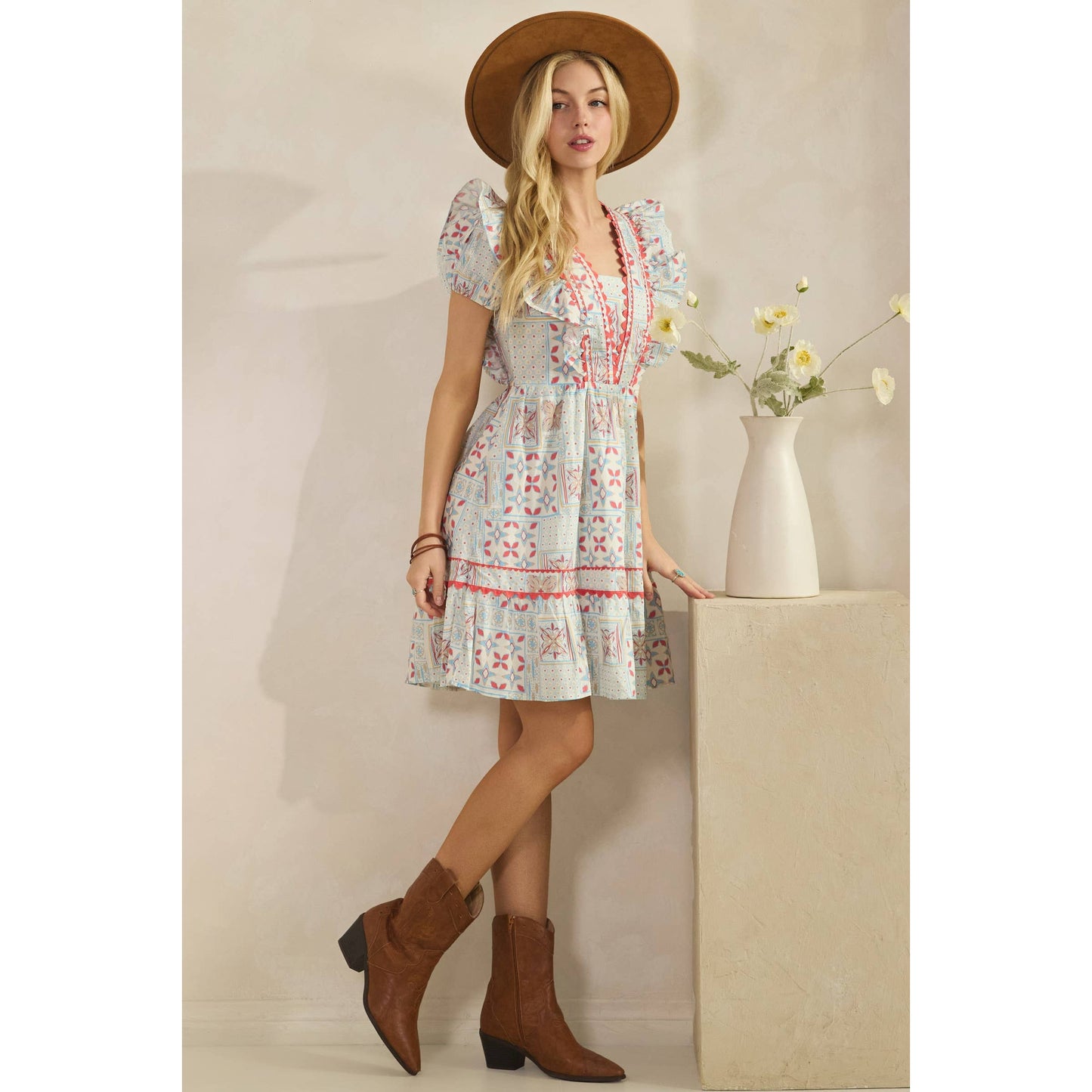 CANYON RUFFLE MINI DRESS