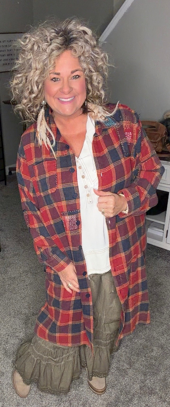 Checkered Long Sleeve Tunic/Dress