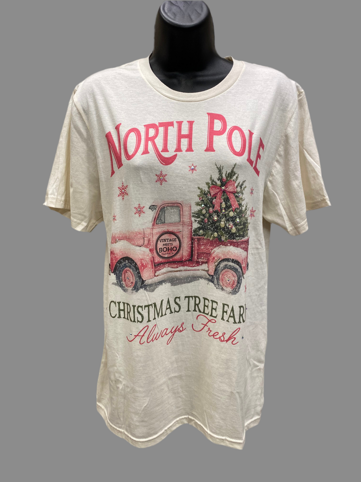 North Pole Tree Farm Bling Logo - T shirtFINAL SALE