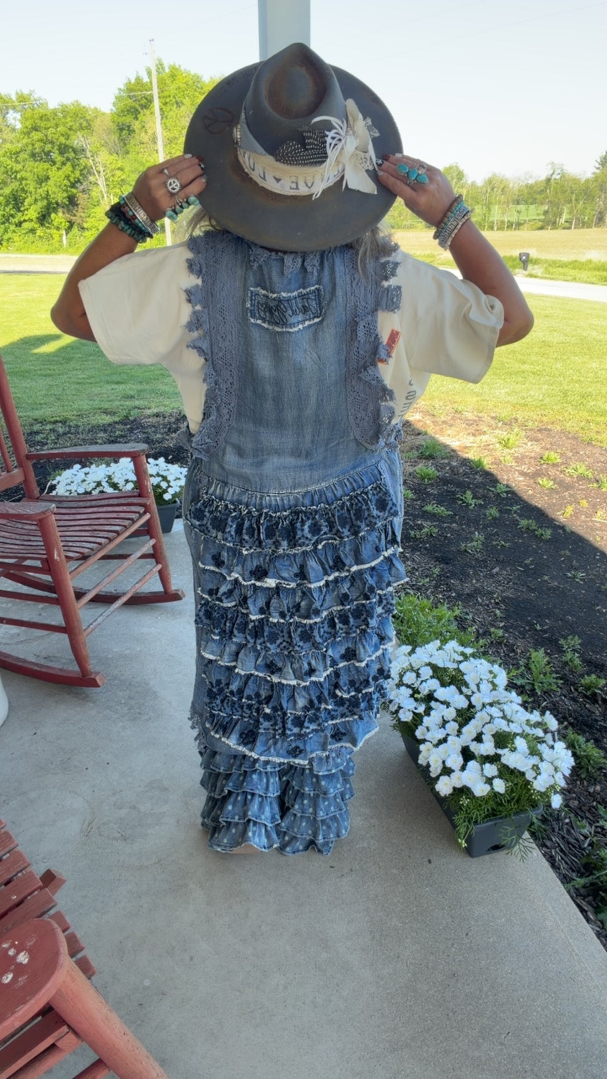 Ruffle Up Hi-Lo Top - Chambray