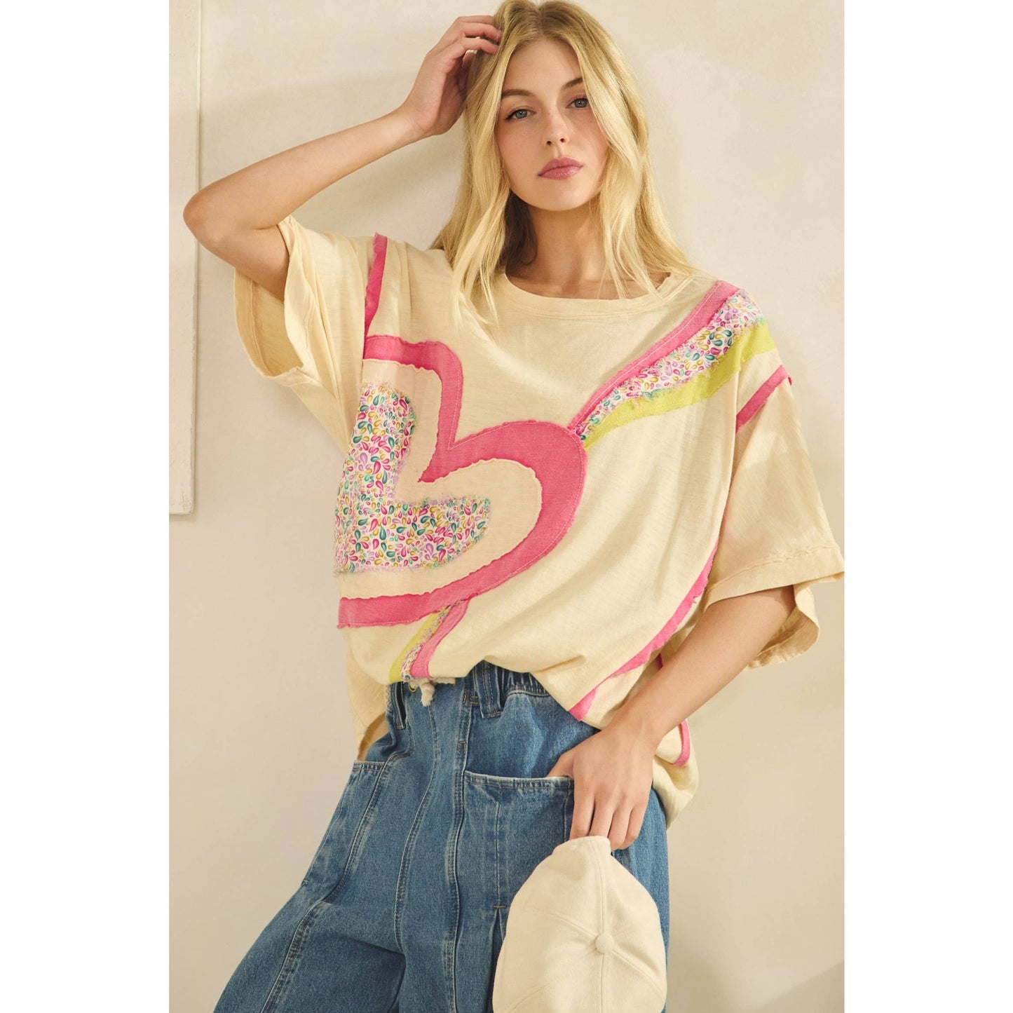 HEART POP PATCHWORK TEE