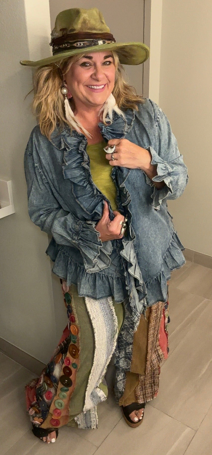 Denim Ruffle Shirt