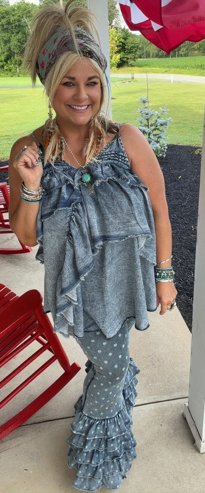 Spaghetti Strap Ruffle Top