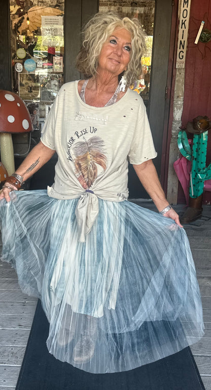 Denim Tulle Skirt