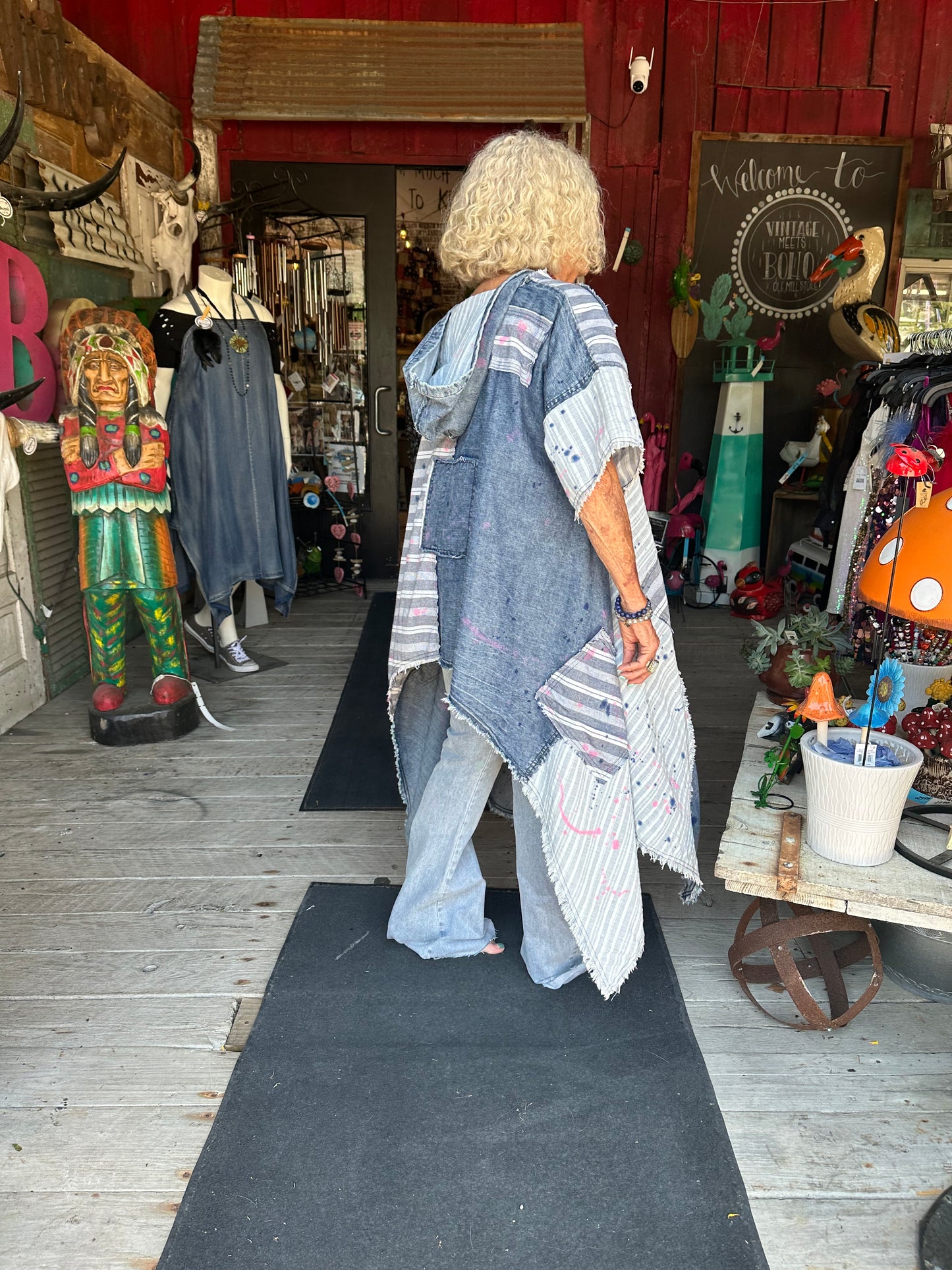 Denim poncho