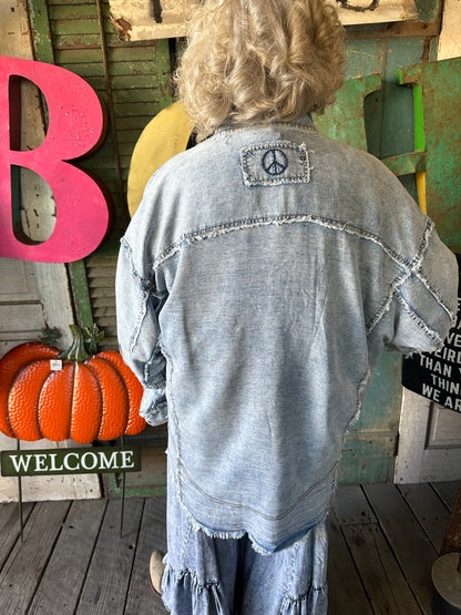 Washed Chambray Denim Button Down Shirt