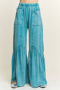 Boho Pants -Mineral Washed Pocket Wide Flare Pants