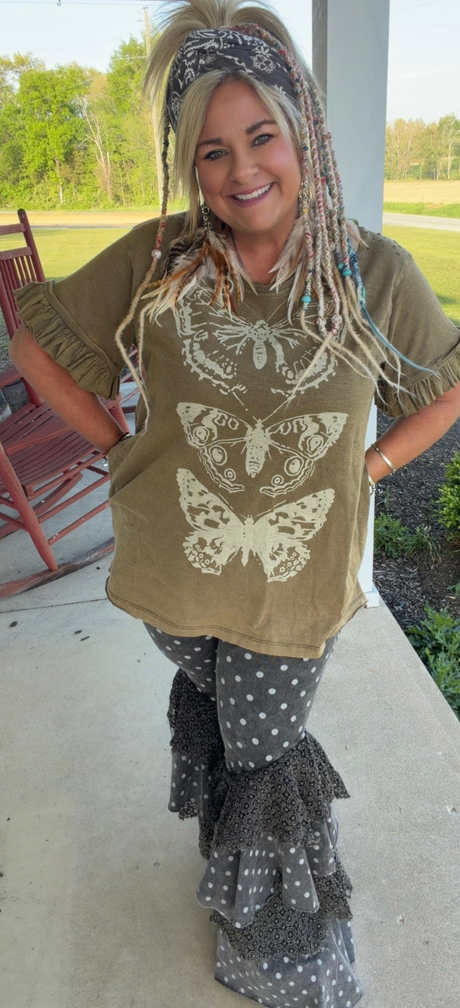 SHORT RUFFLE SLEEVE BUTTERFLY TOP