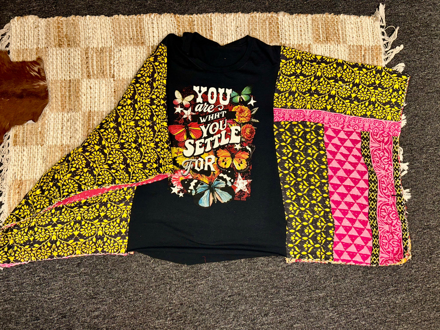 You are what you settle for Kantha Poncho Tee