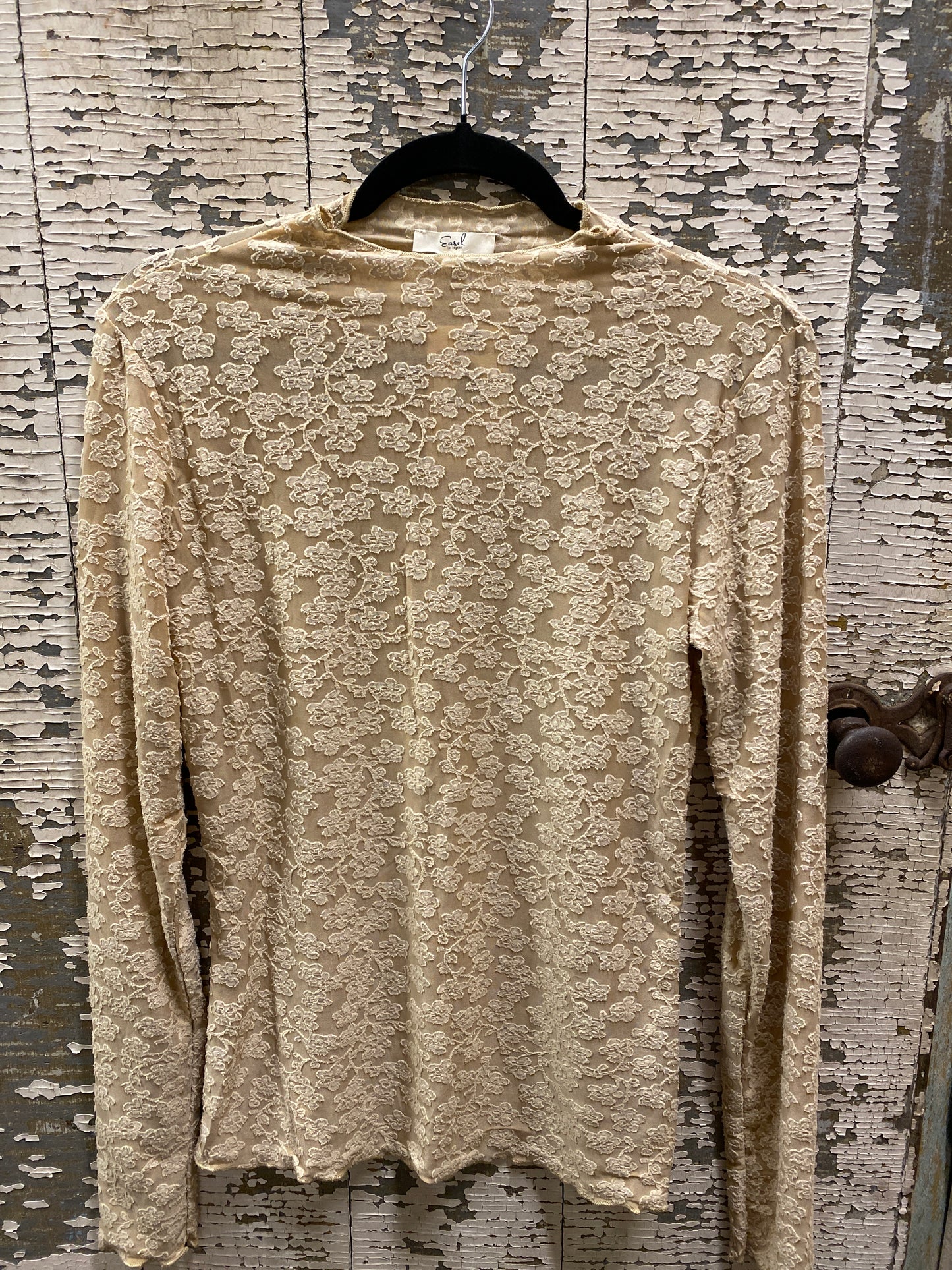 Lace Burnout Fitted Top