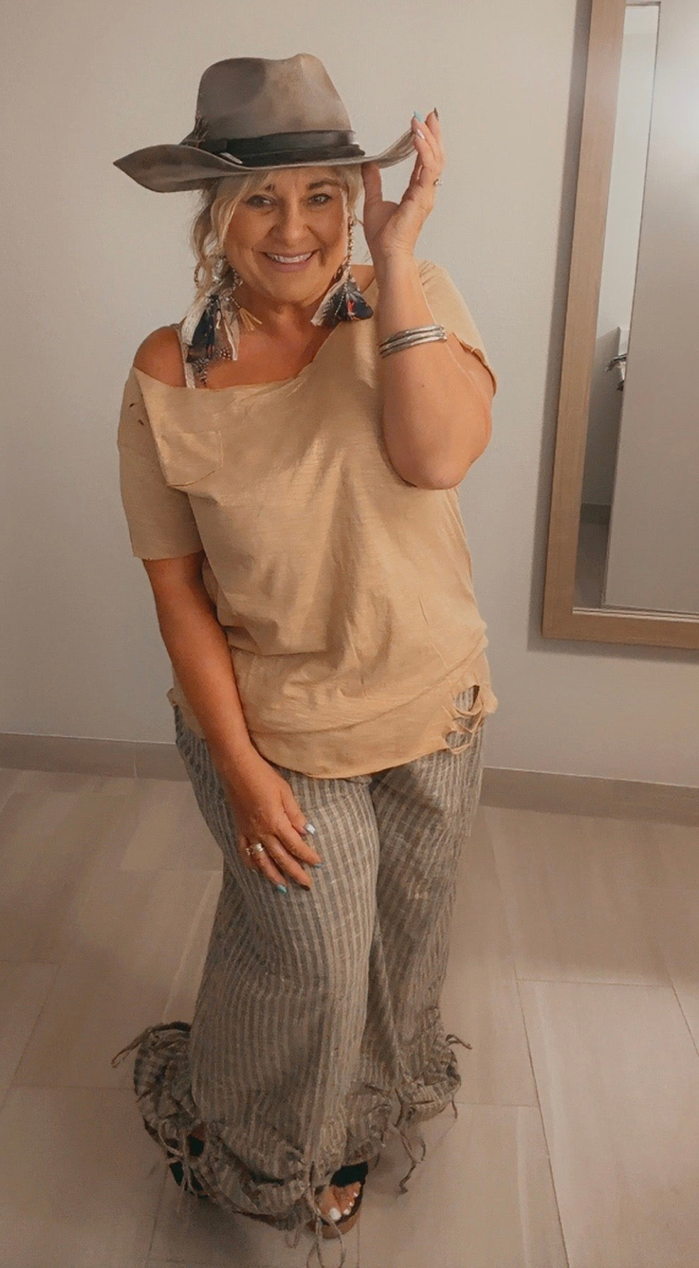 Striped Peek a Boo Pants