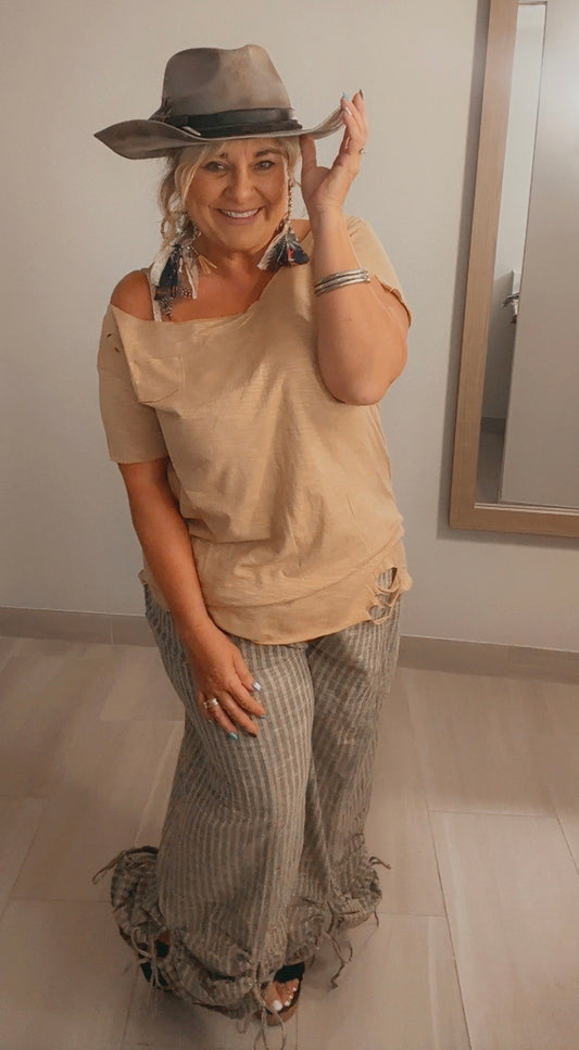 Striped Peek a Boo Pants