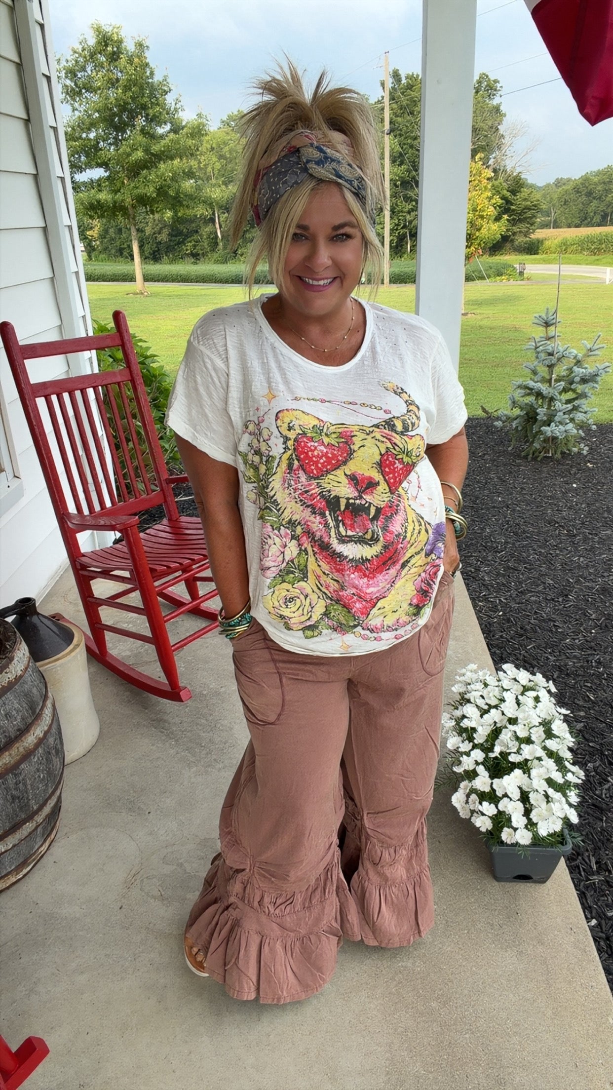 Cinched Ruffle Hem Bloomer Pants