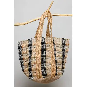 Handwoven Earthy Tone Textured Bohemian Casual Tote Bags