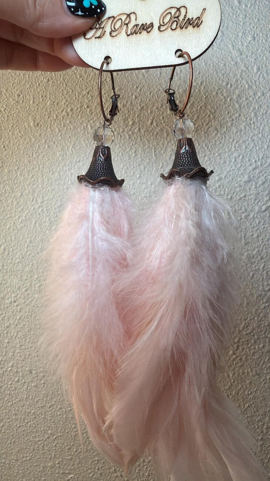 Blushing Boho Feather Earrings FINAL SALE