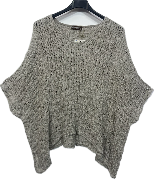Linen Poncho Sweater-Camello