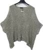 Linen Poncho Sweater-Camello