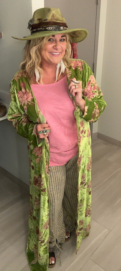 Elegant Burn Out Velvet Duster