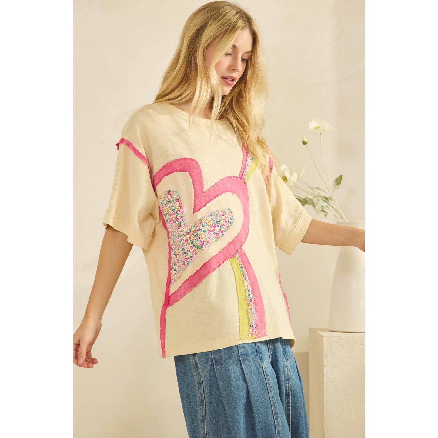 HEART POP PATCHWORK TEE