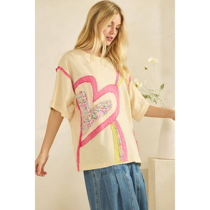 HEART POP PATCHWORK TEE